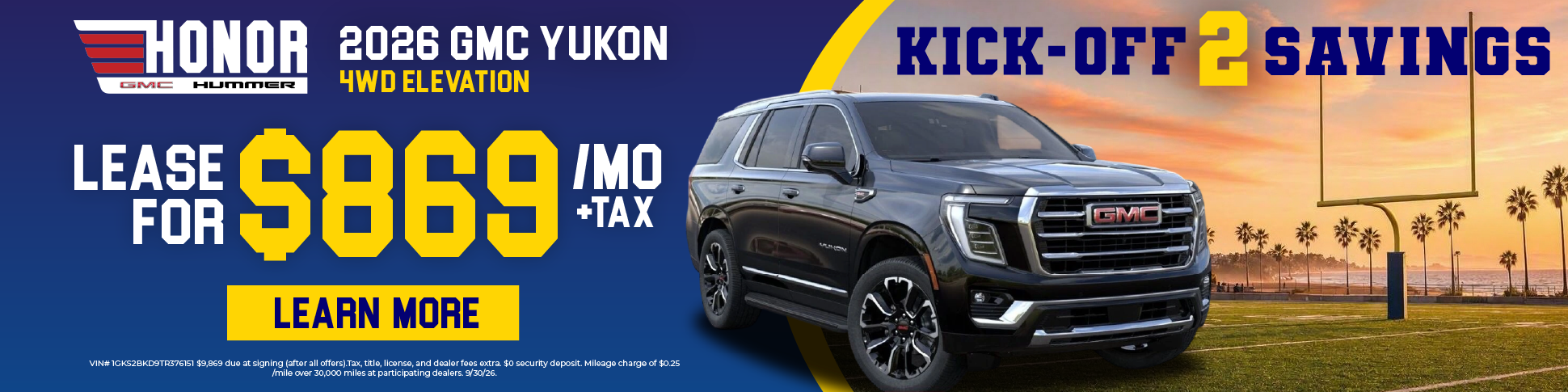 Lease $869/Month 2026 GMC Yukon 