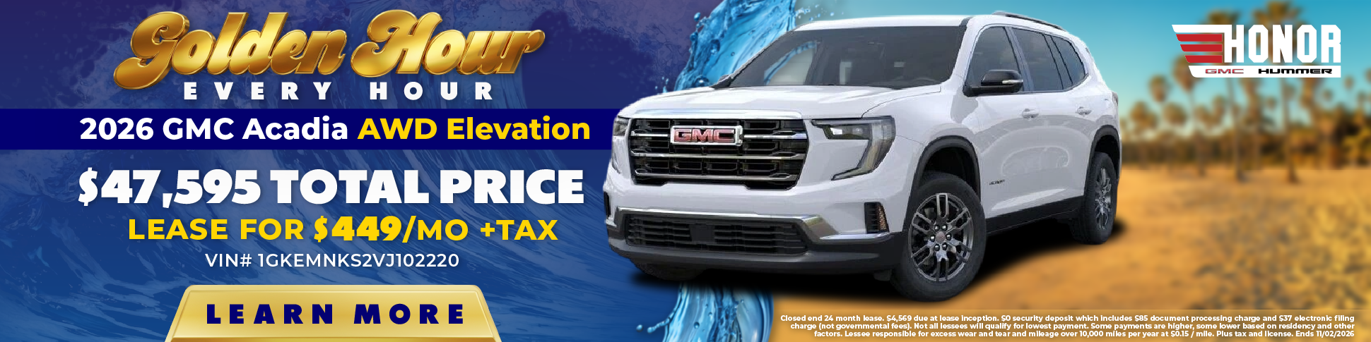 Lease $449/Month On 2026 GMC Acadia