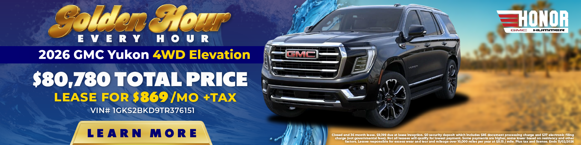 Lease $869/Month 2026 GMC Yukon 