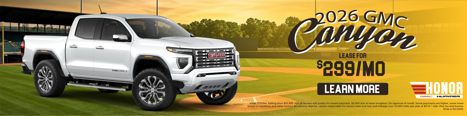 Lease $299/Month 2026 GMC Canyon