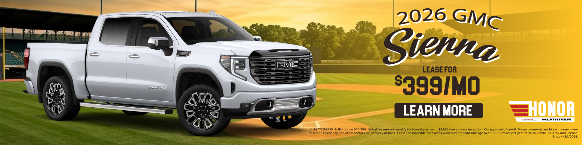 Lease $399/Month on 2026 GMC Sierra 1500