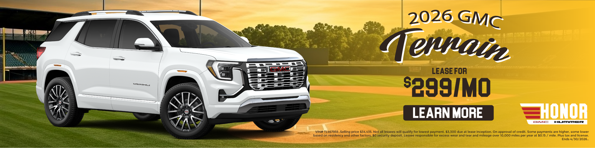 Lease $299/Month on 2026 GMC Terrain
