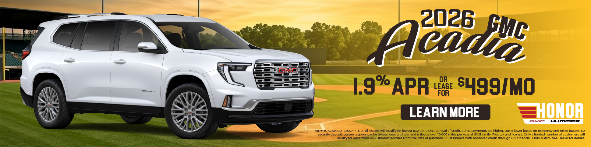 1.9% APR On 2026 Gmc Acadia
