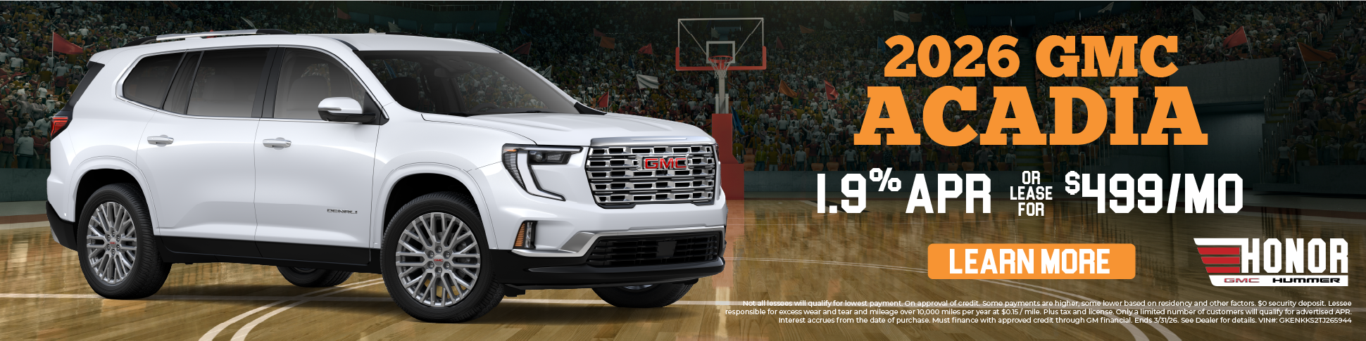 1.9% APR On 2026 Gmc Acadia